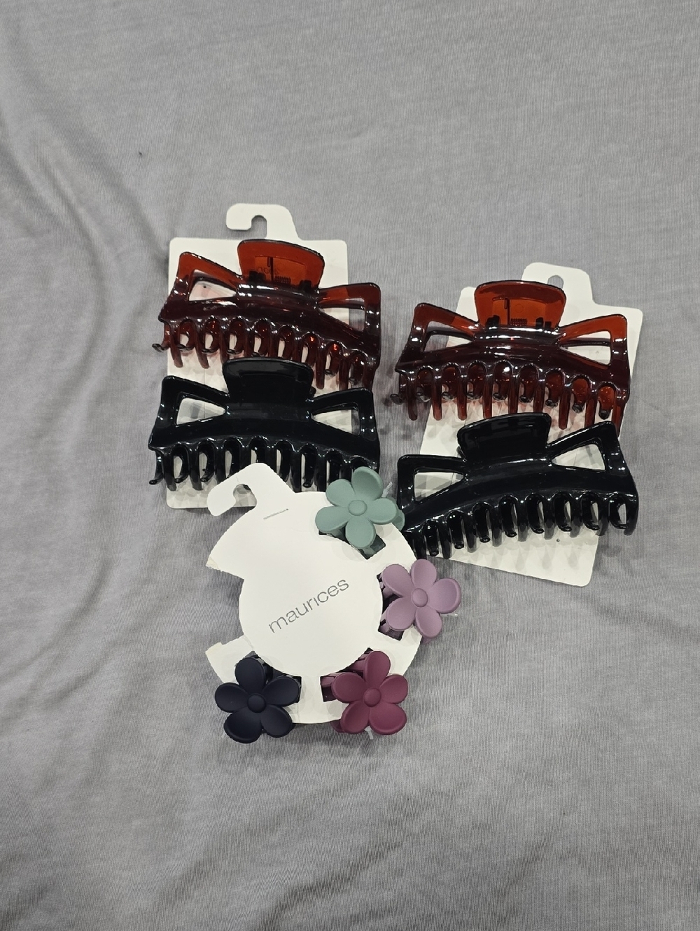 maurices Floral Hair Claw Set with Tortoiseshell and Black Clips